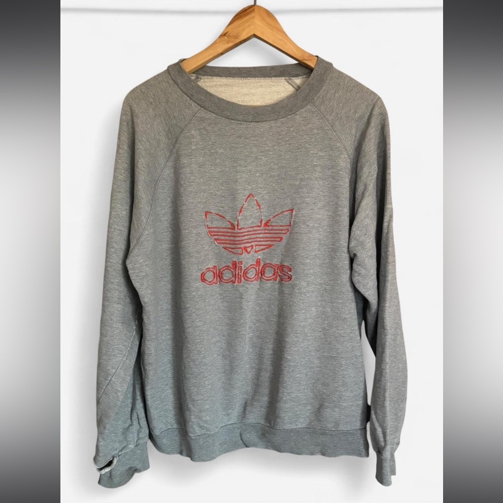 RARE Vintage Distressed Gray Crewneck Adidas Originals Sweatshirt- Medium